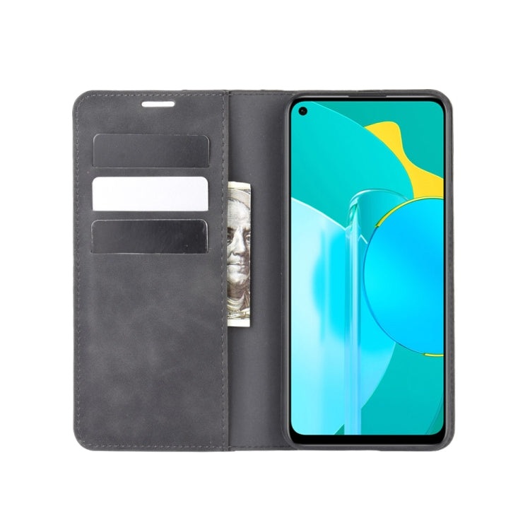 For Huawei Honor 30S Retro-skin Business Magnetic Suction Leather Case with Holder & Card Slots & Wallet