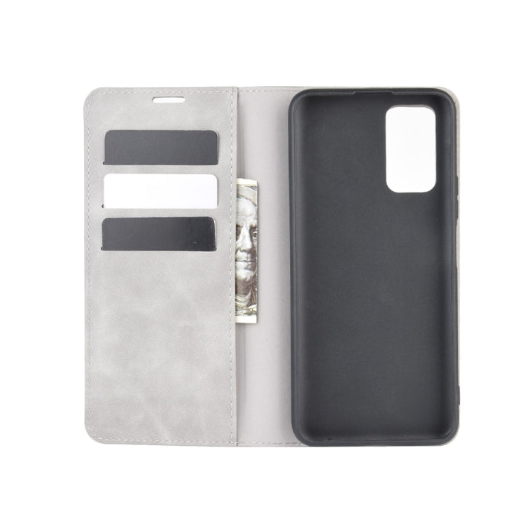 For Huawei Honor 30S Retro-skin Business Magnetic Suction Leather Case with Holder & Card Slots & Wallet