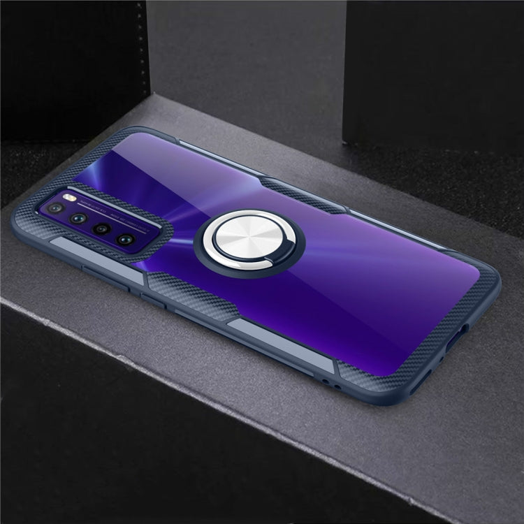 For Huawei Nova 7 Shockproof Transparent TPU + Acrylic Protective Case with Ring Holder