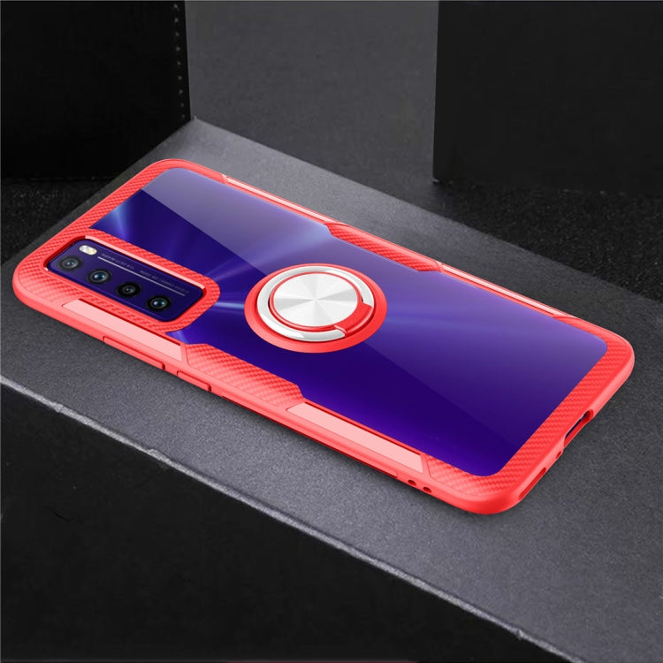 For Huawei Nova 7 Shockproof Transparent TPU + Acrylic Protective Case with Ring Holder