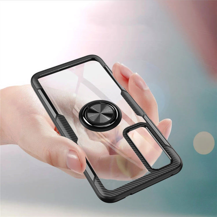 For Huawei Nova 7 Shockproof Transparent TPU + Acrylic Protective Case with Ring Holder
