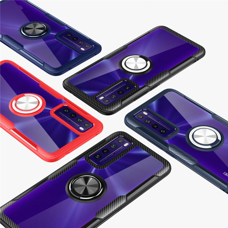 For Huawei Nova 7 Shockproof Transparent TPU + Acrylic Protective Case with Ring Holder