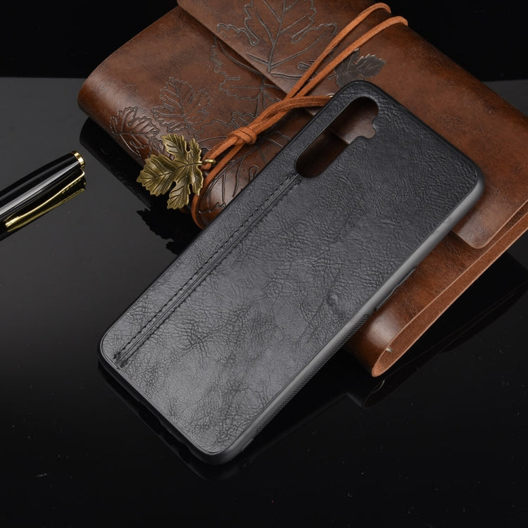 For Oppo Realme 6 Shockproof Sewing Cow Pattern Skin PC + PU + TPU Case