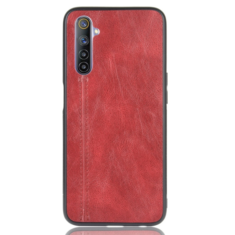 For Oppo Realme 6 Shockproof Sewing Cow Pattern Skin PC + PU + TPU Case