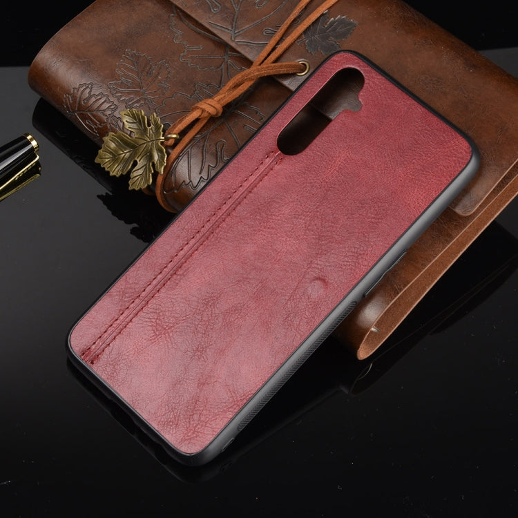 For Oppo Realme 6 Shockproof Sewing Cow Pattern Skin PC + PU + TPU Case