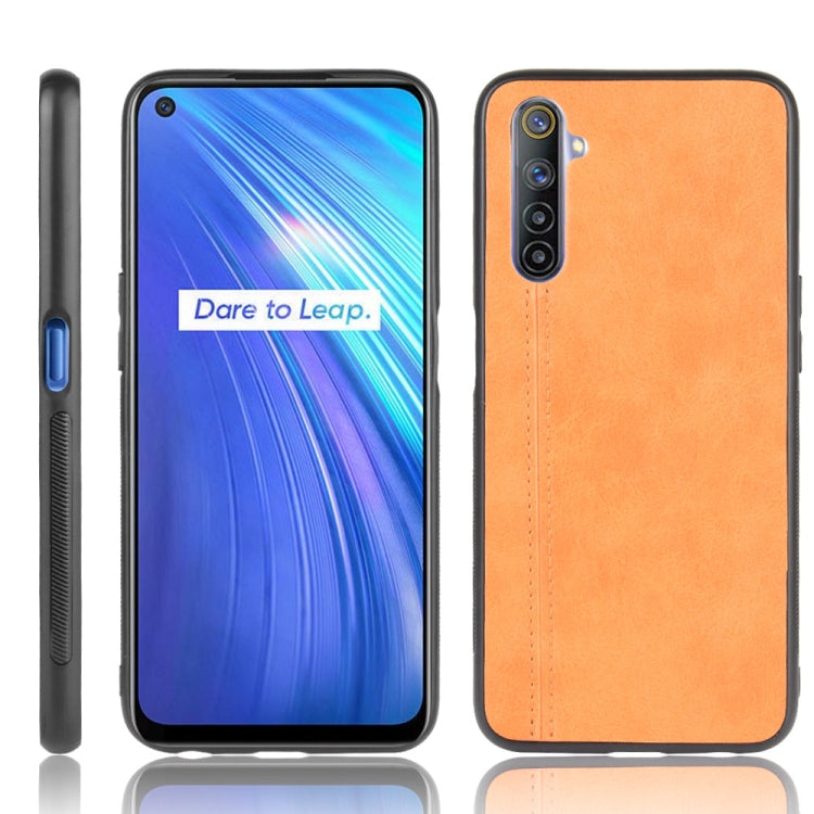 For Oppo Realme 6 Shockproof Sewing Cow Pattern Skin PC + PU + TPU Case