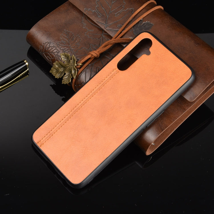 For Oppo Realme 6 Shockproof Sewing Cow Pattern Skin PC + PU + TPU Case