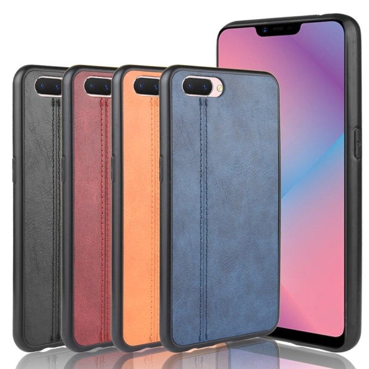 For Oppo A12e Shockproof Sewing Cow Pattern Skin PC + PU + TPU Case