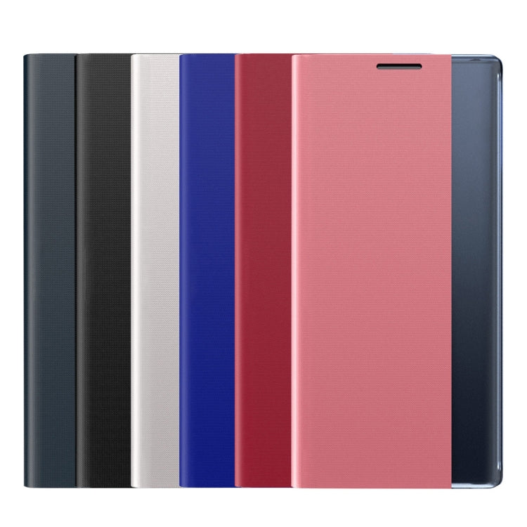 For Galaxy Note 10 Side Display Magnetic Horizontal Flip Plain Texture Cloth + PC Case with Holder & Sleep / Wake-up Function