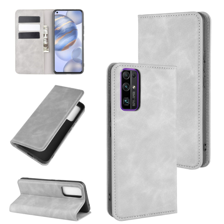 For Huawei Honor 30 Retro-skin Business Magnetic Suction Leather Case with Holder & Card Slots & Wallet