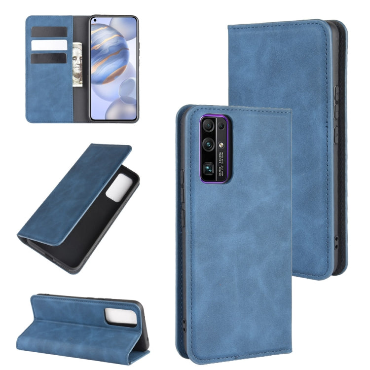 For Huawei Honor 30 Retro-skin Business Magnetic Suction Leather Case with Holder & Card Slots & Wallet