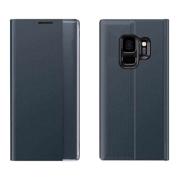 For Galaxy S9 Plus Side Display Magnetic Horizontal Flip Plain Texture Cloth + PC Case with Holder & Sleep / Wake-up Function