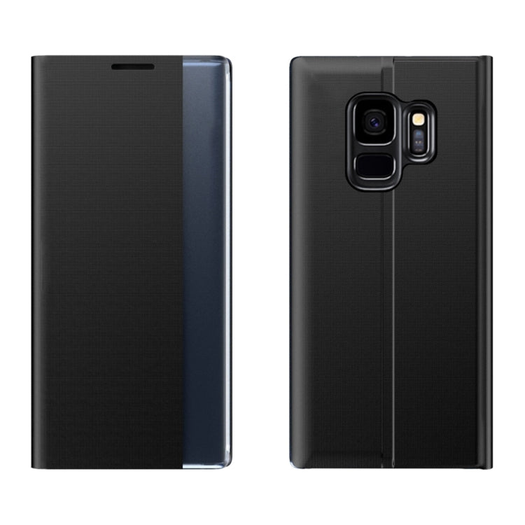 For Galaxy S9 Plus Side Display Magnetic Horizontal Flip Plain Texture Cloth + PC Case with Holder & Sleep / Wake-up Function