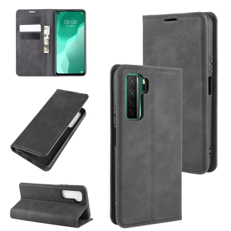 For Huawei Nova 7 SE Retro-skin Business Magnetic Suction Leather Case with Holder & Card Slots & Wallet