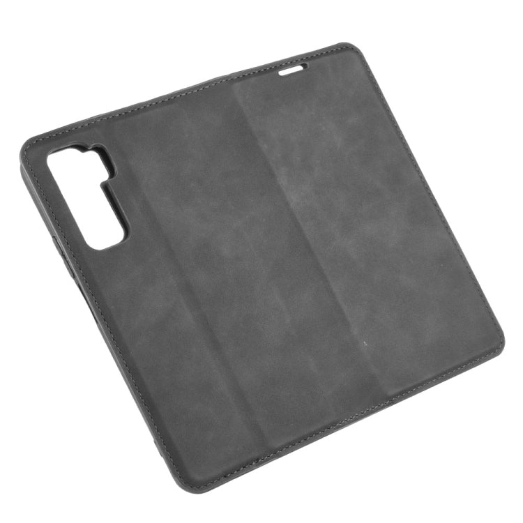 For Huawei Nova 7 SE Retro-skin Business Magnetic Suction Leather Case with Holder & Card Slots & Wallet