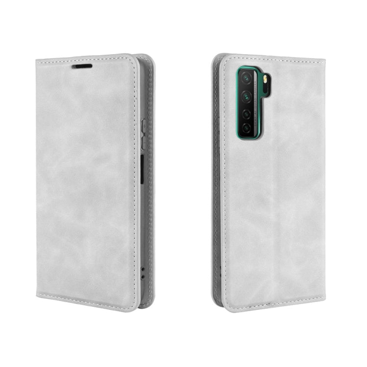 For Huawei Nova 7 SE Retro-skin Business Magnetic Suction Leather Case with Holder & Card Slots & Wallet