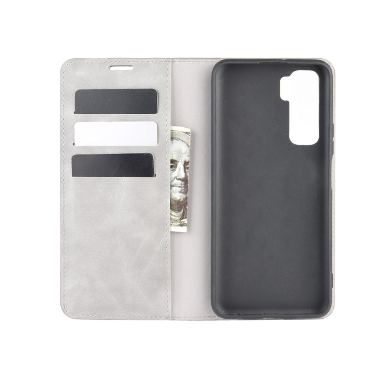 For Huawei Nova 7 SE Retro-skin Business Magnetic Suction Leather Case with Holder & Card Slots & Wallet