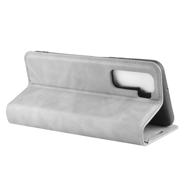 For Huawei Nova 7 SE Retro-skin Business Magnetic Suction Leather Case with Holder & Card Slots & Wallet