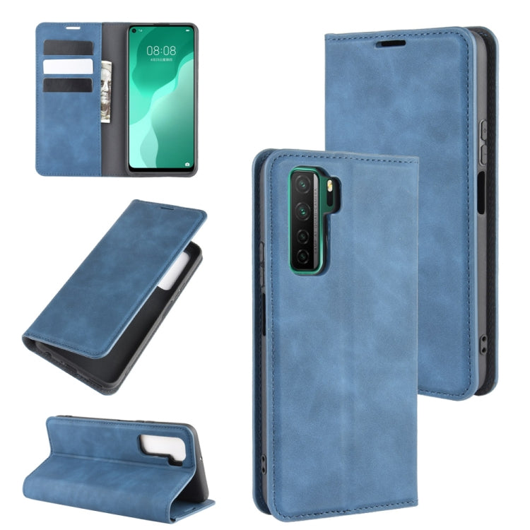 For Huawei Nova 7 SE Retro-skin Business Magnetic Suction Leather Case with Holder & Card Slots & Wallet