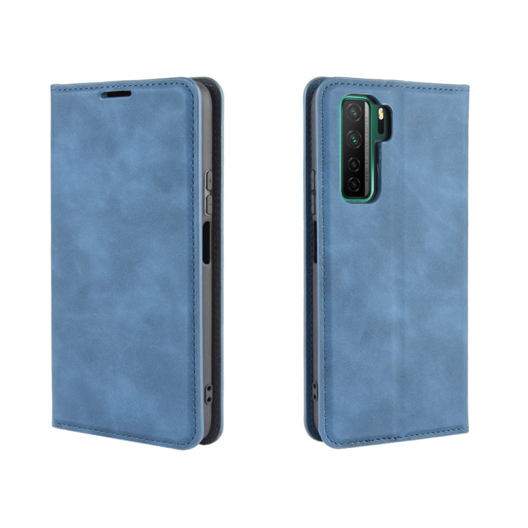 For Huawei Nova 7 SE Retro-skin Business Magnetic Suction Leather Case with Holder & Card Slots & Wallet