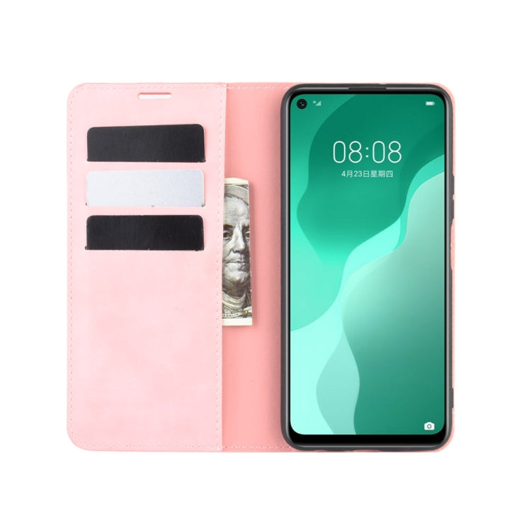 For Huawei Nova 7 SE Retro-skin Business Magnetic Suction Leather Case with Holder & Card Slots & Wallet