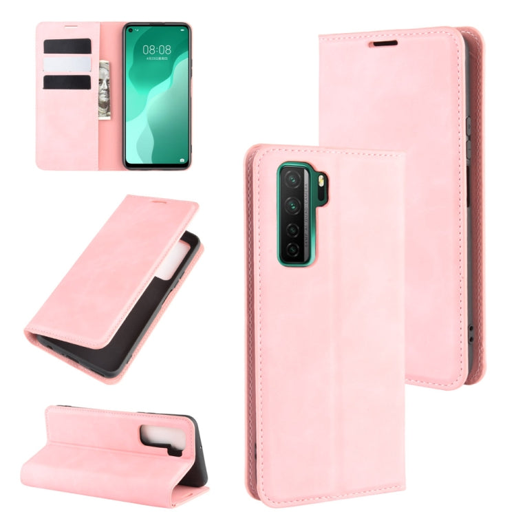For Huawei Nova 7 SE Retro-skin Business Magnetic Suction Leather Case with Holder & Card Slots & Wallet