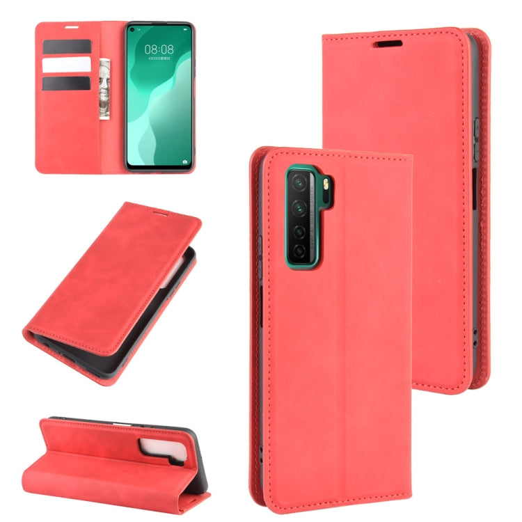 For Huawei Nova 7 SE Retro-skin Business Magnetic Suction Leather Case with Holder & Card Slots & Wallet