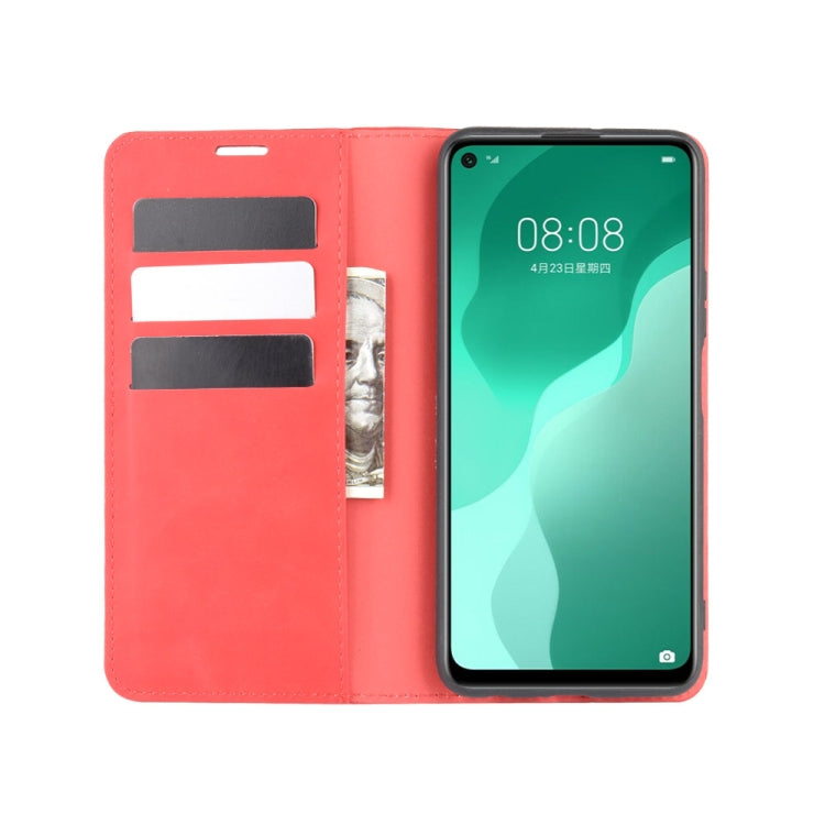 For Huawei Nova 7 SE Retro-skin Business Magnetic Suction Leather Case with Holder & Card Slots & Wallet