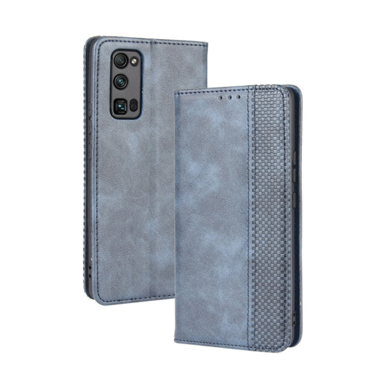 For Huawe Honor 30 Pro Magnetic Buckle Retro Crazy Horse Texture Horizontal Flip Leather Case , with Holder & Card Slots & Photo Frame
