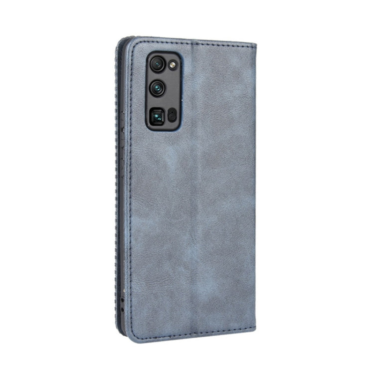 For Huawe Honor 30 Pro Magnetic Buckle Retro Crazy Horse Texture Horizontal Flip Leather Case , with Holder & Card Slots & Photo Frame