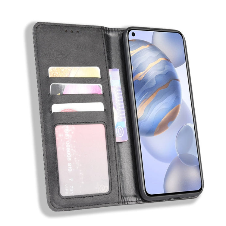 For Huawe Honor 30 Magnetic Buckle Retro Crazy Horse Texture Horizontal Flip Leather Case , with Holder & Card Slots & Photo Frame