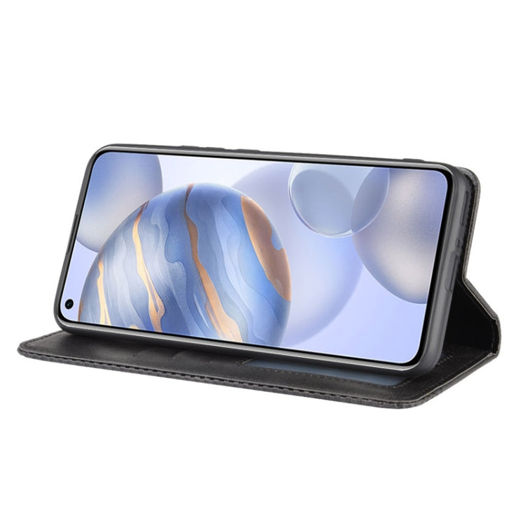 For Huawe Honor 30 Magnetic Buckle Retro Crazy Horse Texture Horizontal Flip Leather Case , with Holder & Card Slots & Photo Frame