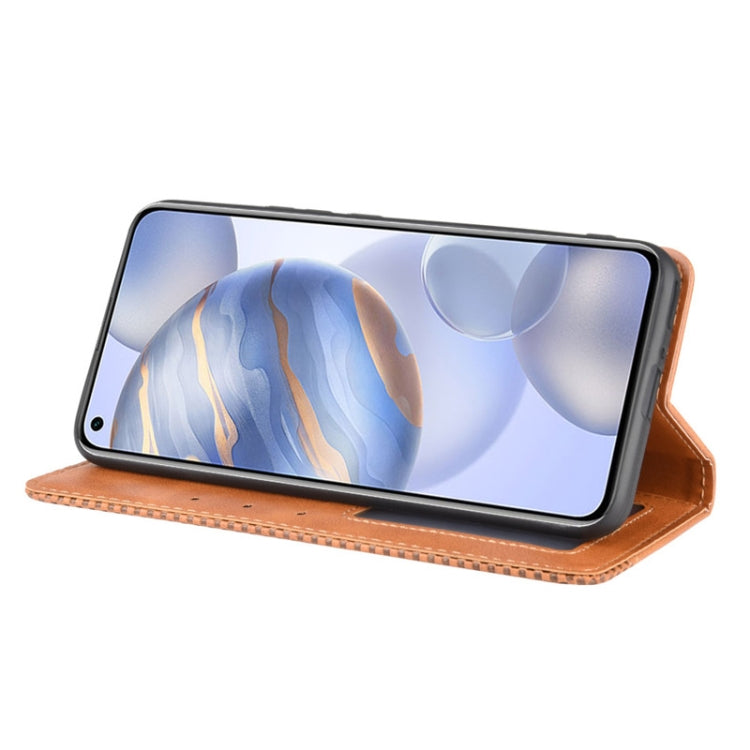 For Huawe Honor 30 Magnetic Buckle Retro Crazy Horse Texture Horizontal Flip Leather Case , with Holder & Card Slots & Photo Frame