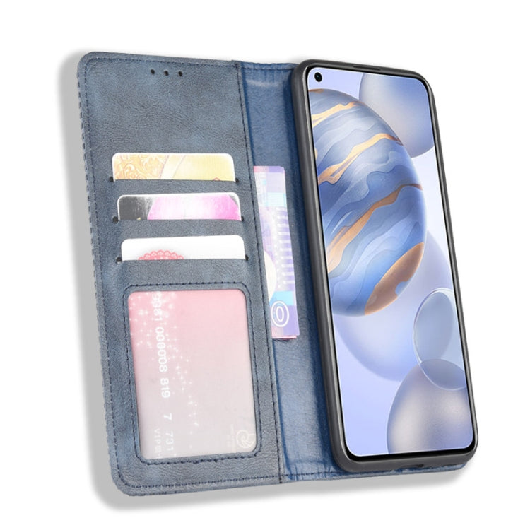 For Huawe Honor 30 Magnetic Buckle Retro Crazy Horse Texture Horizontal Flip Leather Case , with Holder & Card Slots & Photo Frame