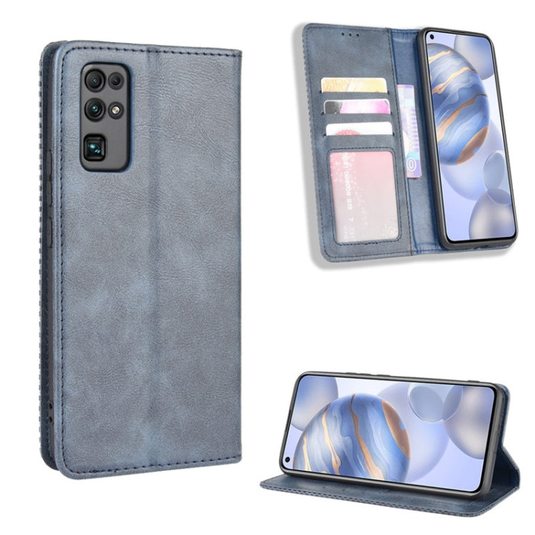 For Huawe Honor 30 Magnetic Buckle Retro Crazy Horse Texture Horizontal Flip Leather Case , with Holder & Card Slots & Photo Frame