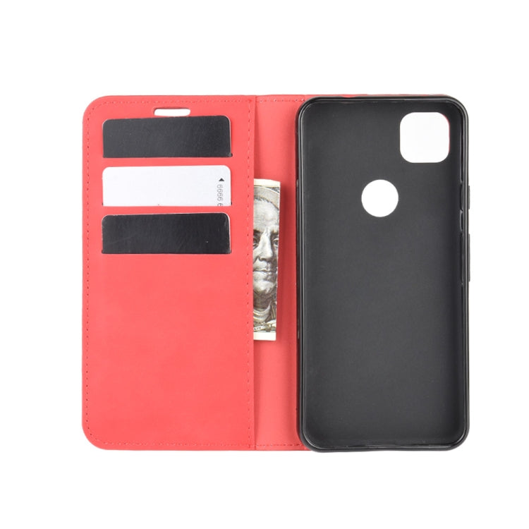 For Google Pixel 4a Retro-skin Business Magnetic Suction Leather Case with Holder & Card Slots & Wallet