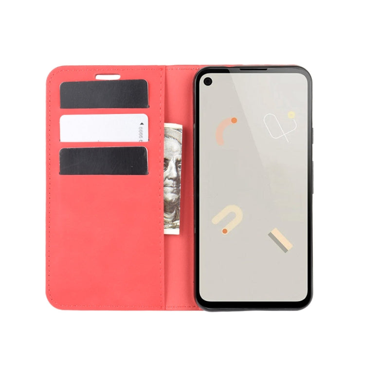 For Google Pixel 4a Retro-skin Business Magnetic Suction Leather Case with Holder & Card Slots & Wallet