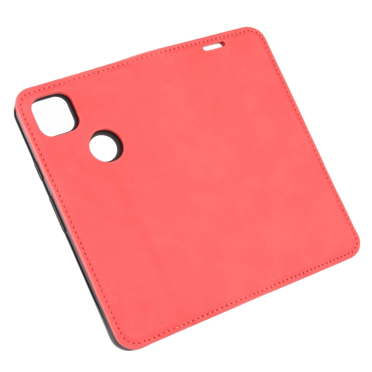 For Google Pixel 4a Retro-skin Business Magnetic Suction Leather Case with Holder & Card Slots & Wallet