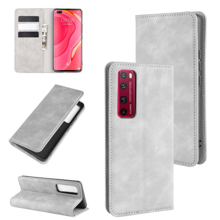 For Huawei Nova 7 Pro 5G Retro-skin Business Magnetic Suction Leather Case with Holder & Card Slots & Wallet