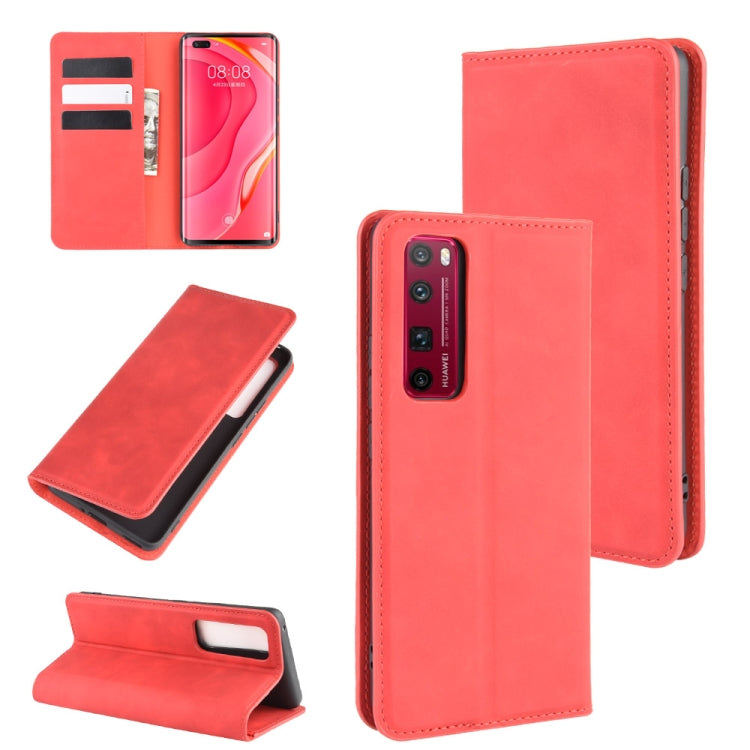 For Huawei Nova 7 Pro 5G Retro-skin Business Magnetic Suction Leather Case with Holder & Card Slots & Wallet
