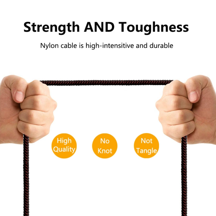 ENKAY ENK-CB104 2.4A USB to USB-C / Type-C Nylon Weaving Data Transfer Charging Cable with Intelligent Light, Length: 1m