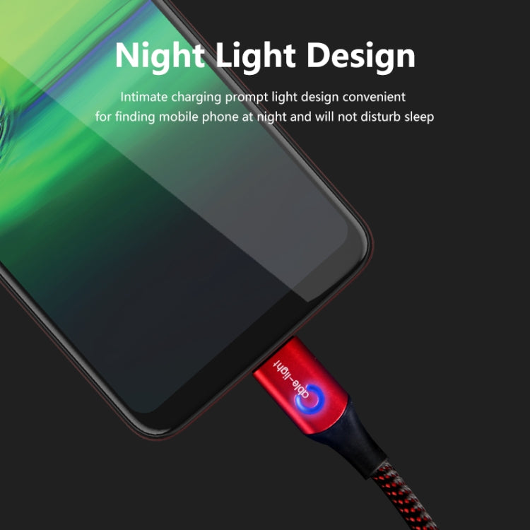 ENKAY ENK-CB304 2.4A USB to Micro USB Nylon Weaving Data Transfer Charging Cable with Intelligent Light, Length: 1m(Black)