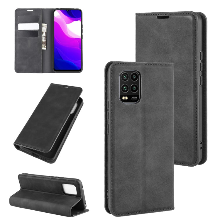 For Xiaomi Mi 10 Lite 5G Retro-skin Business Magnetic Suction Leather Case with Holder & Card Slots & Wallet