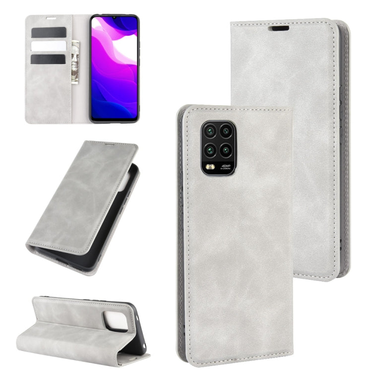 For Xiaomi Mi 10 Lite 5G Retro-skin Business Magnetic Suction Leather Case with Holder & Card Slots & Wallet