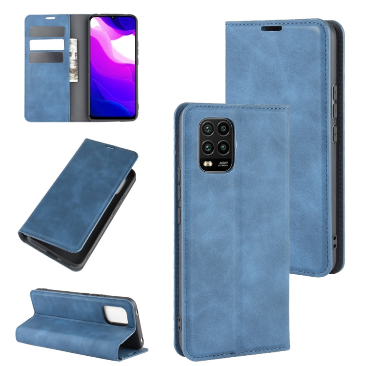 For Xiaomi Mi 10 Lite 5G Retro-skin Business Magnetic Suction Leather Case with Holder & Card Slots & Wallet