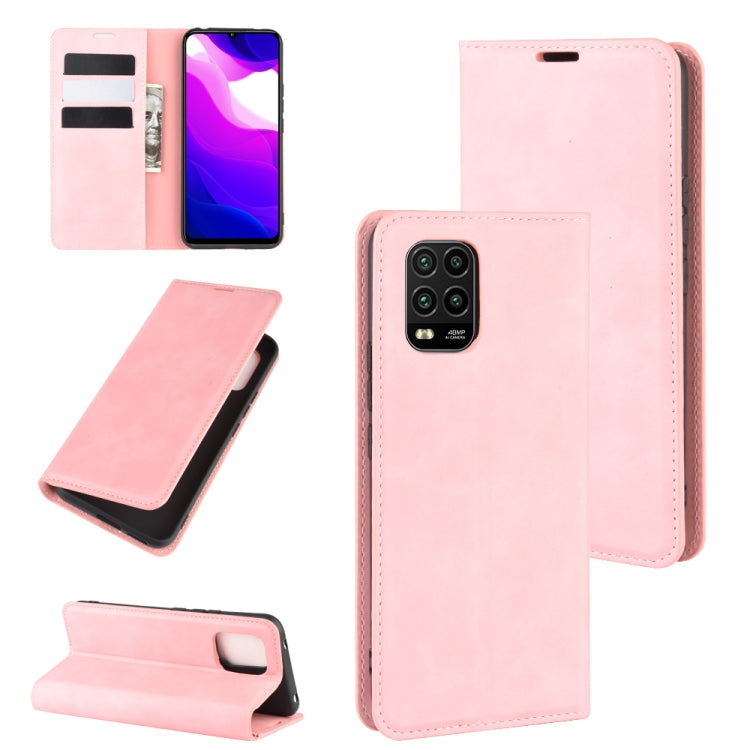 For Xiaomi Mi 10 Lite 5G Retro-skin Business Magnetic Suction Leather Case with Holder & Card Slots & Wallet