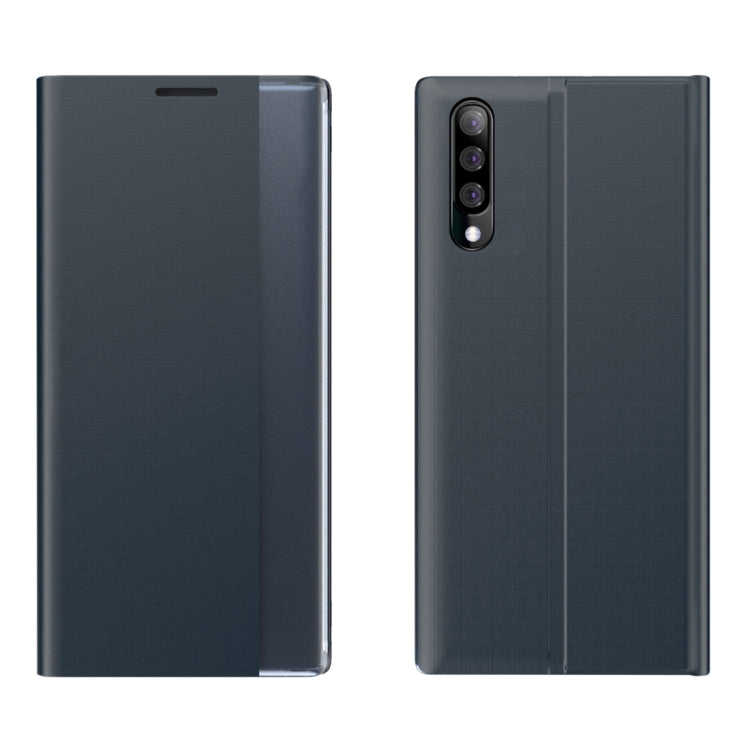 For Galaxy A70 / A70s Side Display Magnetic Horizontal Flip Plain Texture Cloth + PC Case with Holder & Sleep / Wake-up Function