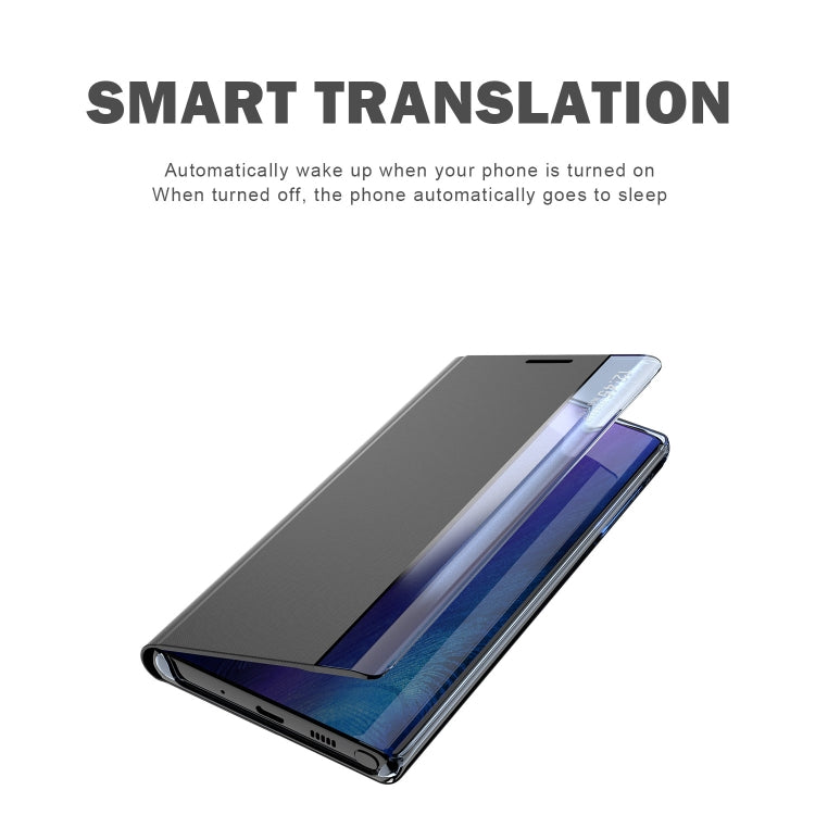 For Xiaomi Redmi Note 9S / Note9 Pro / Note 9 Pro Max Side Display Magnetic Horizontal Flip Plain Texture Cloth + PC Case with Holder & Sleep / Wake-up Function