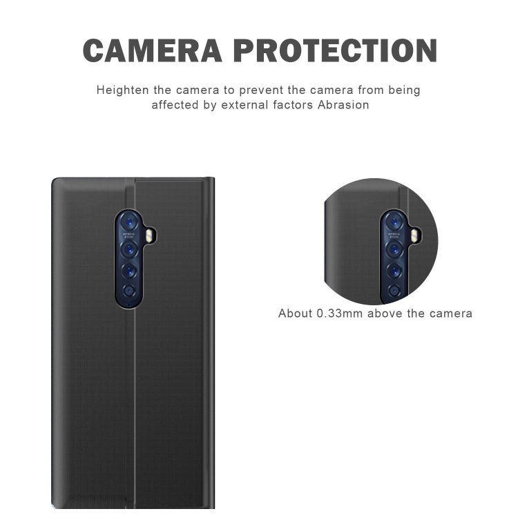 For OPPO Reno2 F / Reno2 Z Side Display Magnetic Horizontal Flip Plain Texture Cloth + PC Case with Holder & Sleep / Wake-up Function