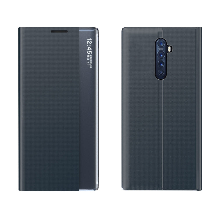 For OPPO A5 2020/A9 2020 Side Display Magnetic Horizontal Flip Plain Texture Cloth + PC Case with Holder & Sleep / Wake-up Function